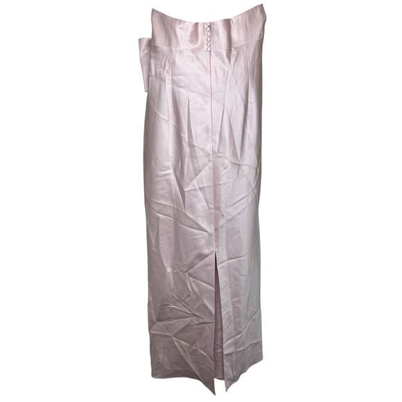 Alfred Sung Natasha D859 NWOT Pink Satin Column Maxi Dress Oversized Bow 12 - Picture 4 of 9